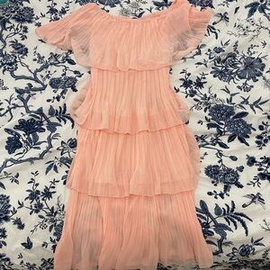 Tiered Midi Dress in Blush Pink
